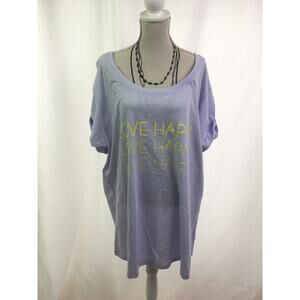 a.n.a Love Happy Short Sleeve Tee Purple Yellow XL